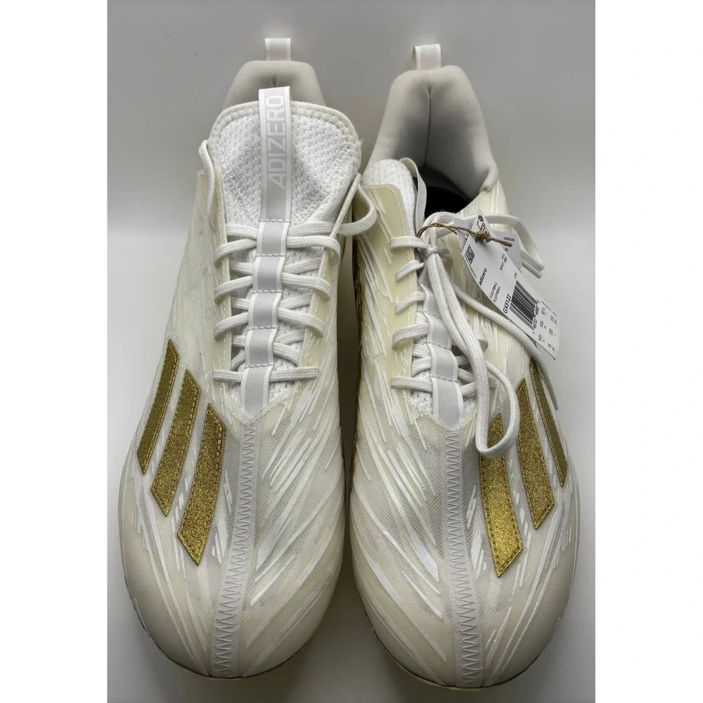 Adidas Adizero Football Cleats Mens Size 15 White Gold Metallic New